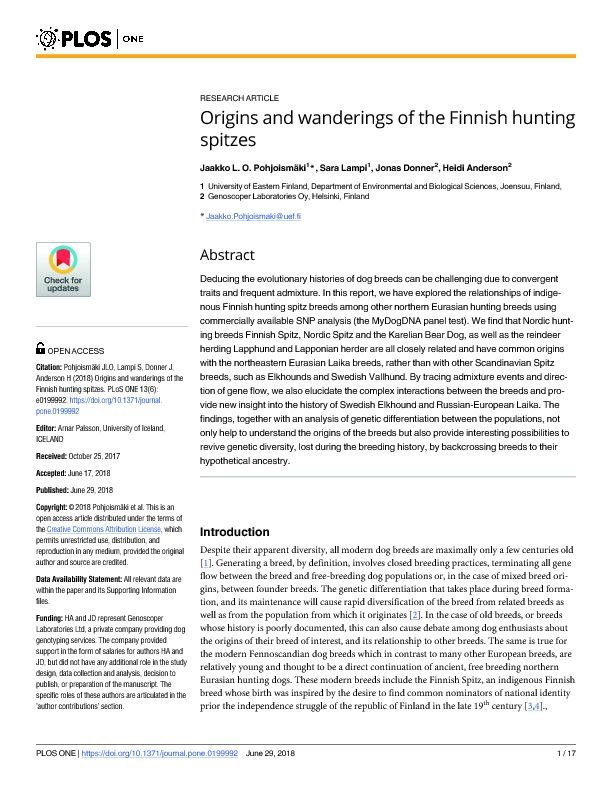 [PDF] Origins and wanderings of the Finnish hunting spitzes - UEF eRepo