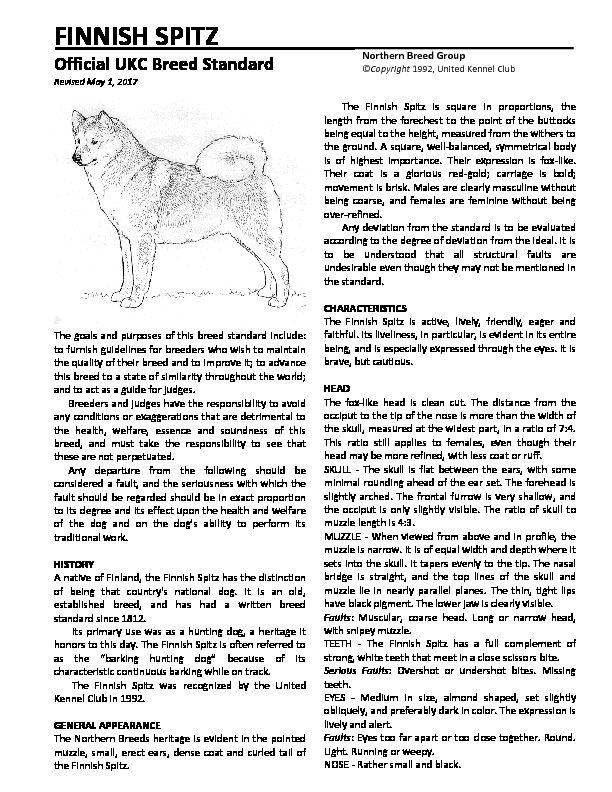 [PDF] FINNISH SPITZ - United Kennel Club (UKC)