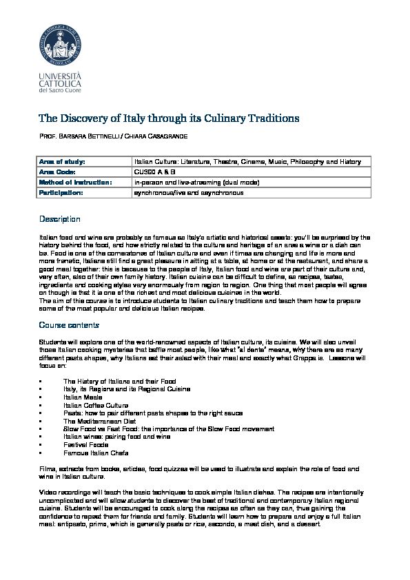 [PDF] The Discovery of Italy through its Culinary Traditions