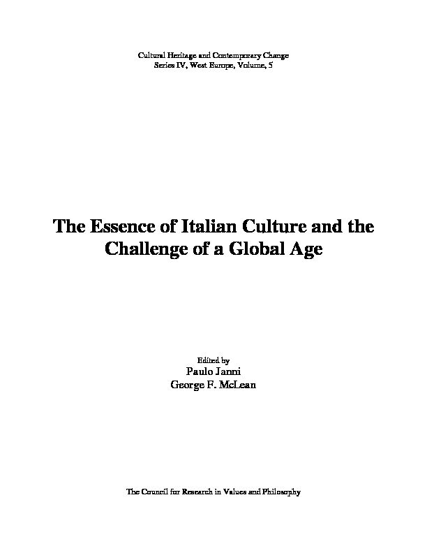 [PDF] The Essence of Italian Culture and the Challenge of a Global Age