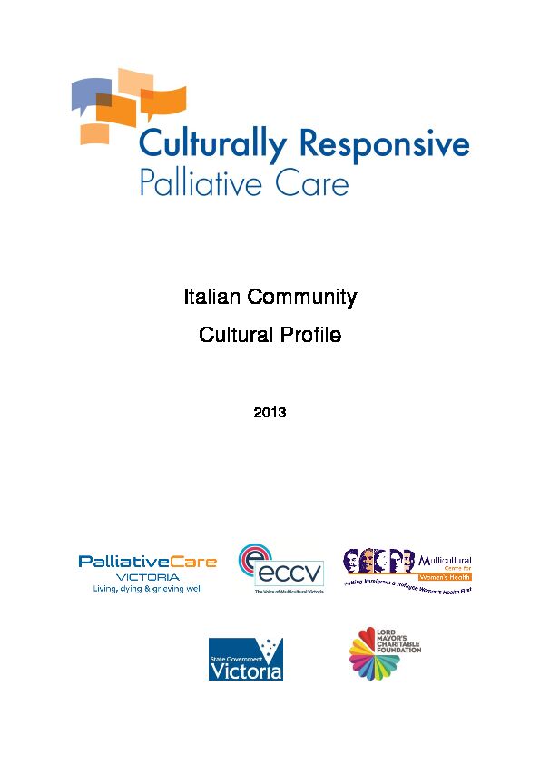 [PDF] Italian Community Cultural Profile - Palliative Care Victoria