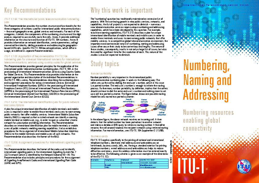 [PDF] Numbering, Naming and Addressing - ITU