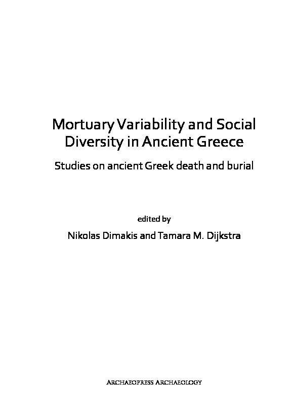[PDF] Mortuary Variability and Social Diversity in Ancient Greece