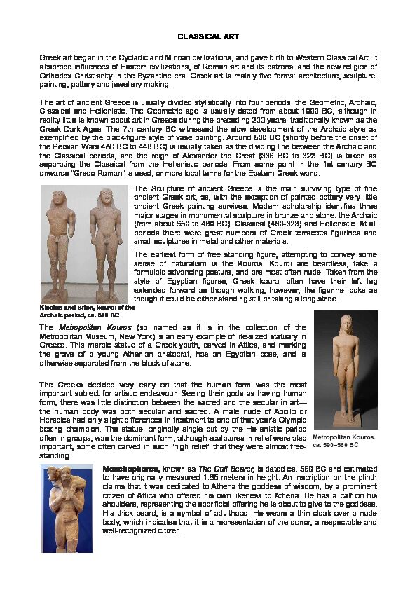 [PDF] Classical Greek and Roman Art - U3A Oliva