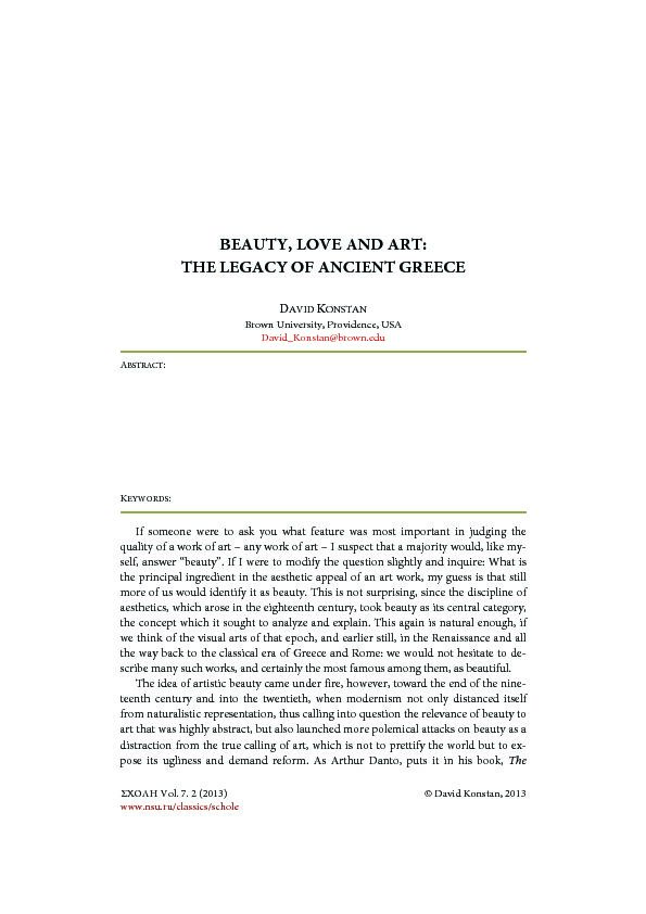 [PDF] BEAUTY, LOVE AND ART: THE LEGACY OF ANCIENT GREECE