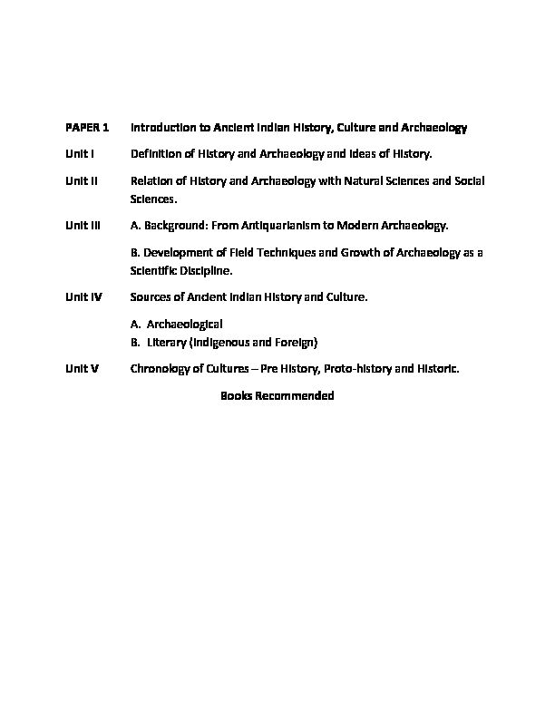 [PDF] PAPER 1 Introduction to Ancient Indian History, Culture and