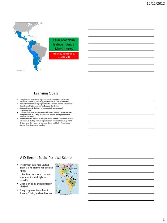 [PDF] Latin American Independence Movements - Denton ISD