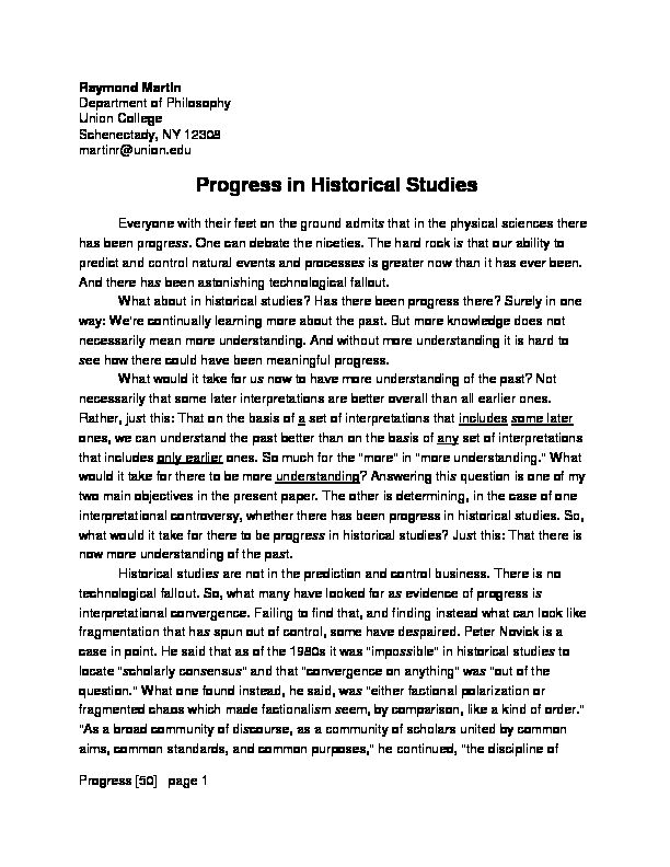 [PDF] Progress in Historical Studies - Union College
