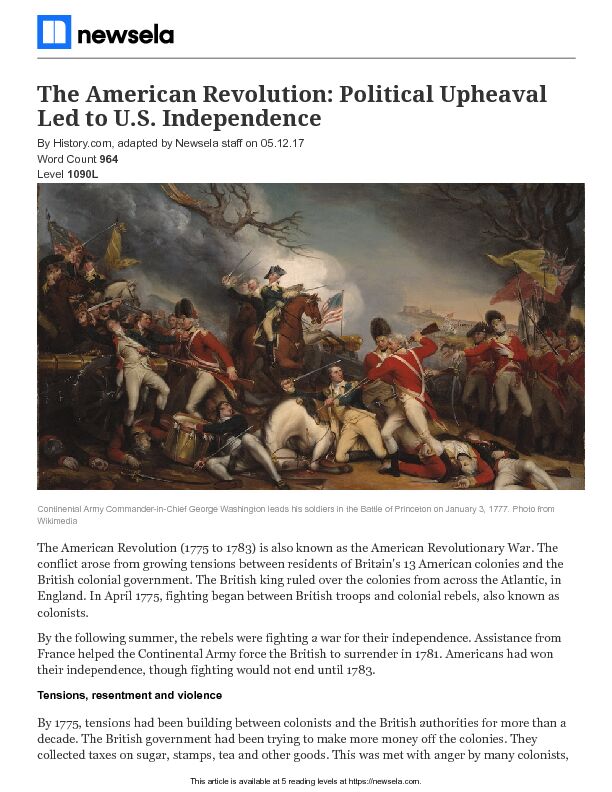 [PDF] The American Revolution: Political Upheaval Led to US