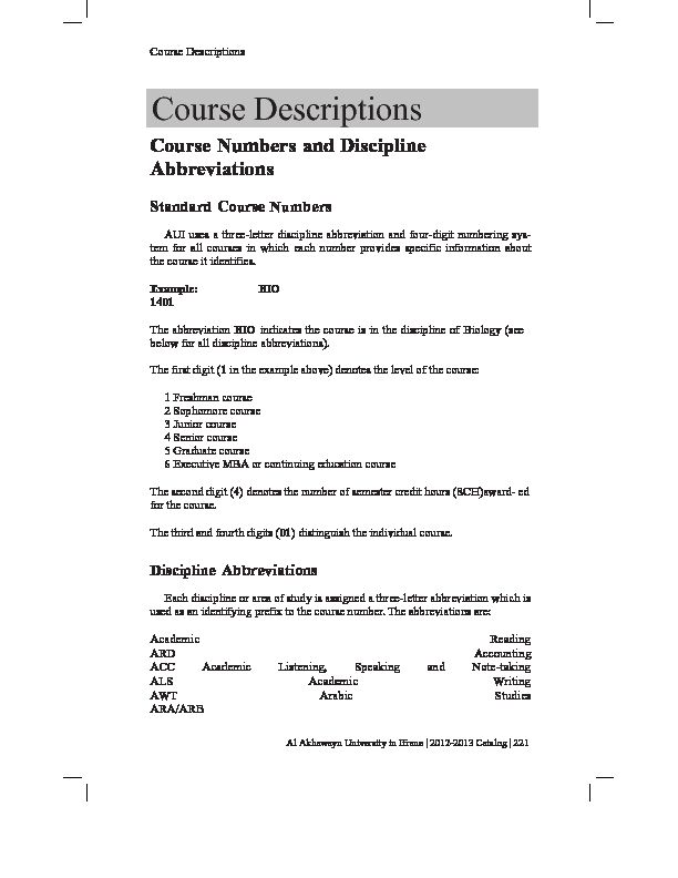 [PDF] Course Descriptions - Al Akhawayn University