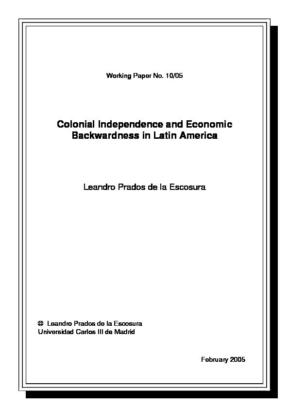 [PDF] Colonial Independence and Economic Backwardness in Latin America