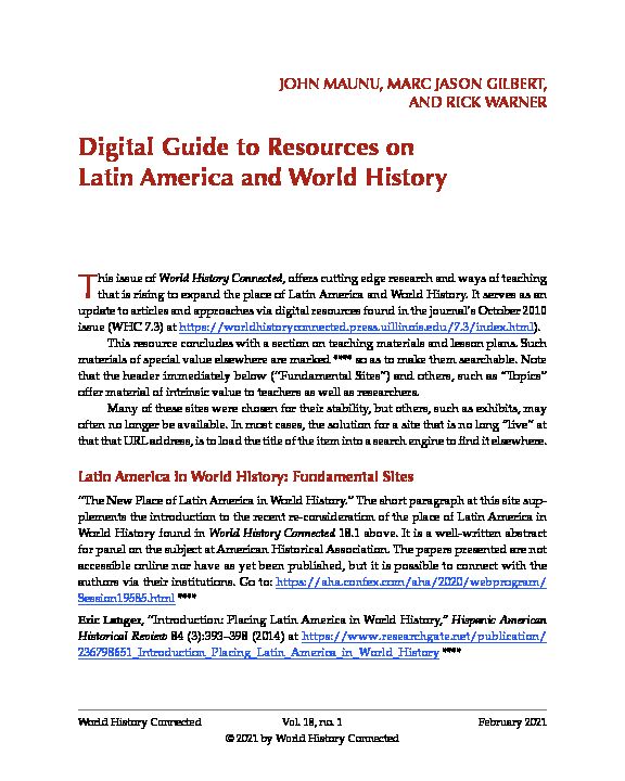 [PDF] Digital Guide to Resources on Latin America and World History