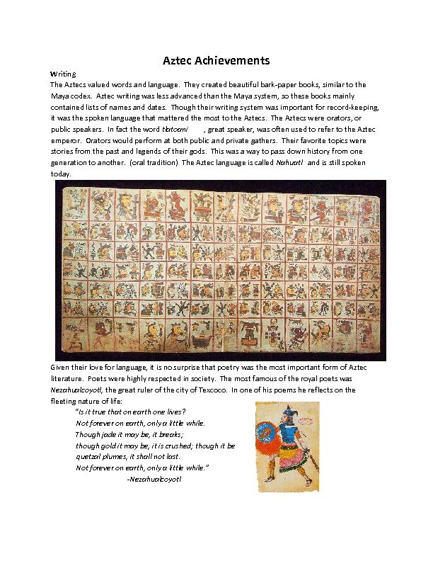 [PDF] Aztec Achievements - Ms Blevins Website