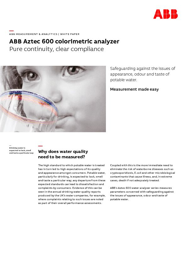 [PDF] ABB Aztec 600 colorimetric analyzer Pure continuity, clear compliance