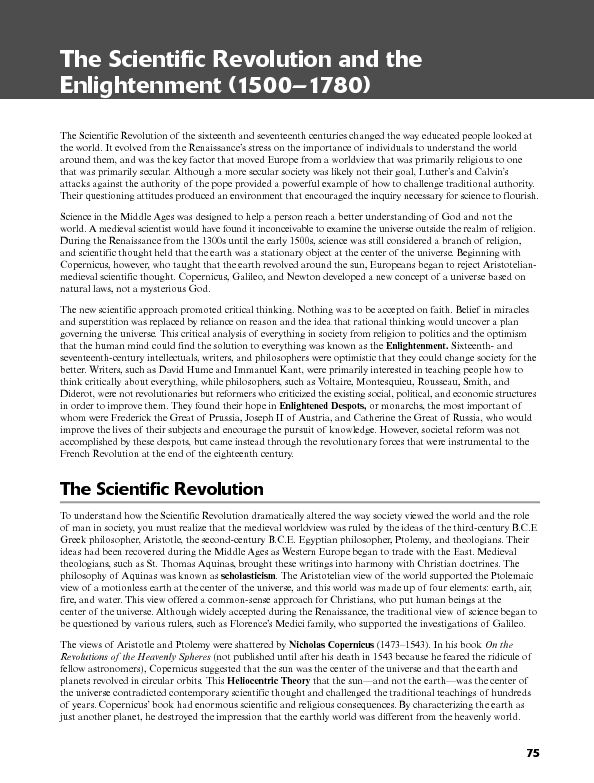 [PDF] The Scientific Revolution and the Enlightenment (1500–1780)