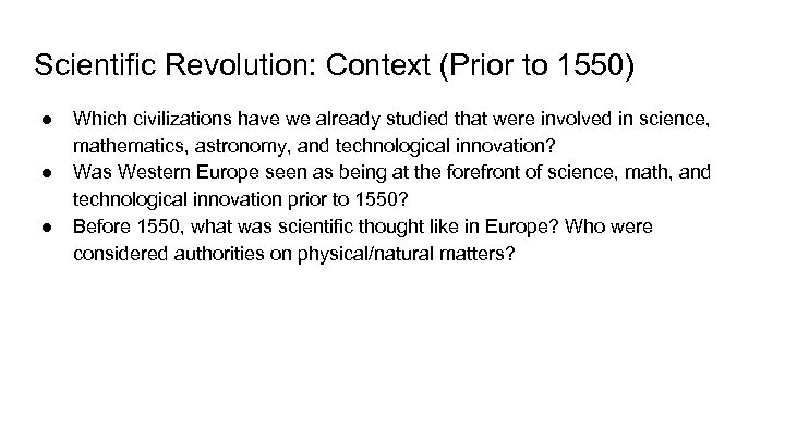 [PDF] Scientific Revolution: Context (Prior to 1550)