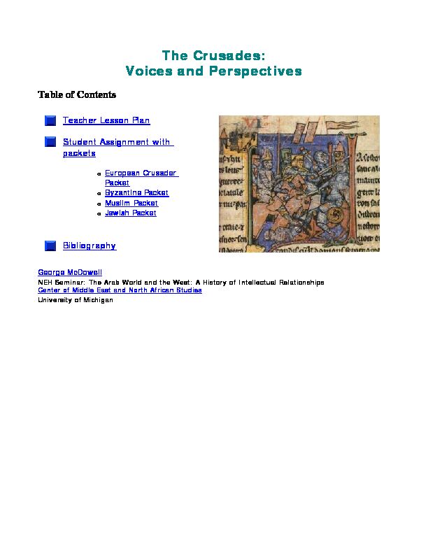[PDF] The Crusades: Voices and Perspectives - College of LSA