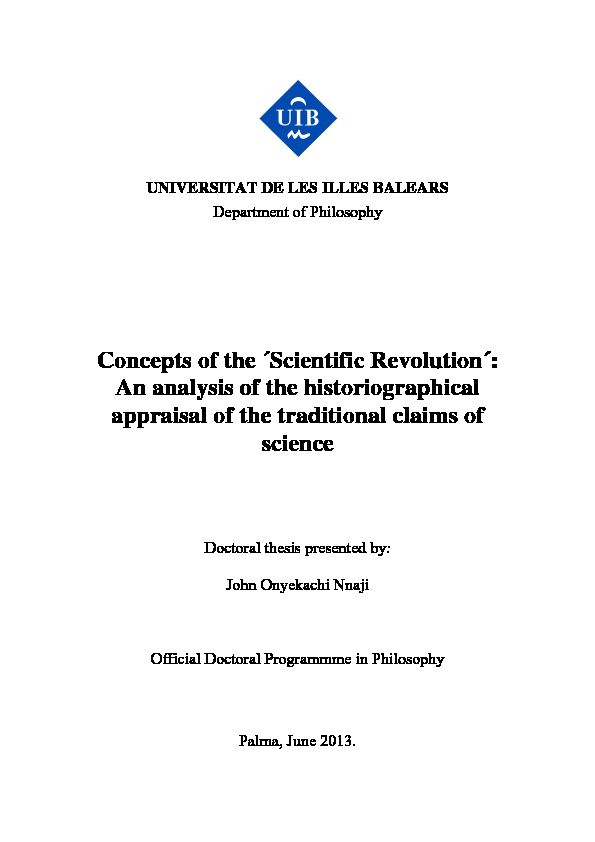 [PDF] Concepts of the ´Scientific Revolution