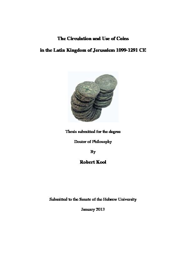 [PDF] The Circulation and Use of Coins in the Latin Kingdom of Jerusalem