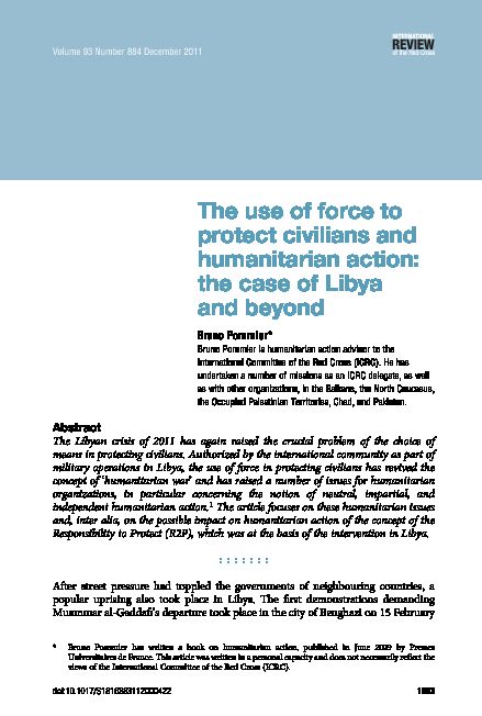 [PDF] The use of force to protect civilians and humanitarian action: the