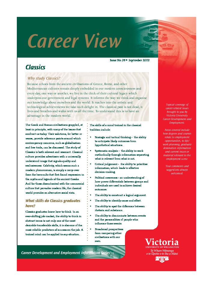 Ctbareer view Classics - Graduate Careers Australia
