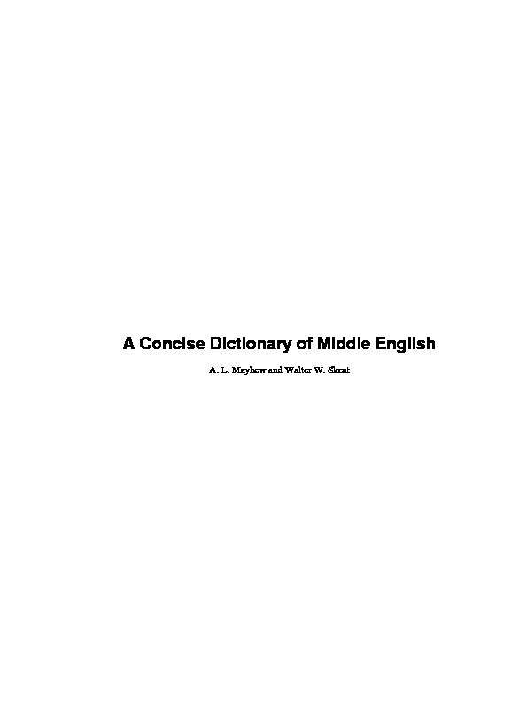 [PDF] A Concise Dictionary of Middle English