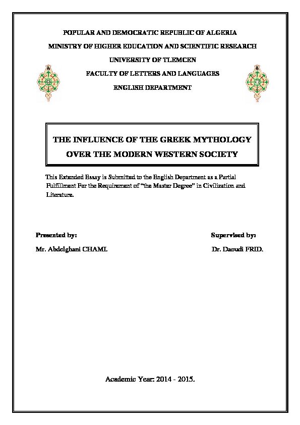 [PDF] THE INFLUENCE OF THE GREEK MYTHOLOGY OVER THE