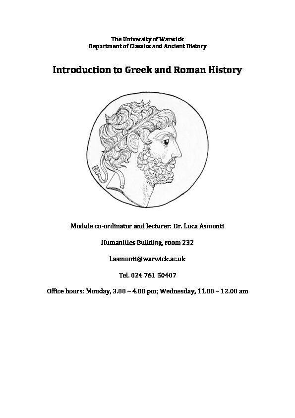 [PDF] Introduction to Greek and Roman History - University of Warwick