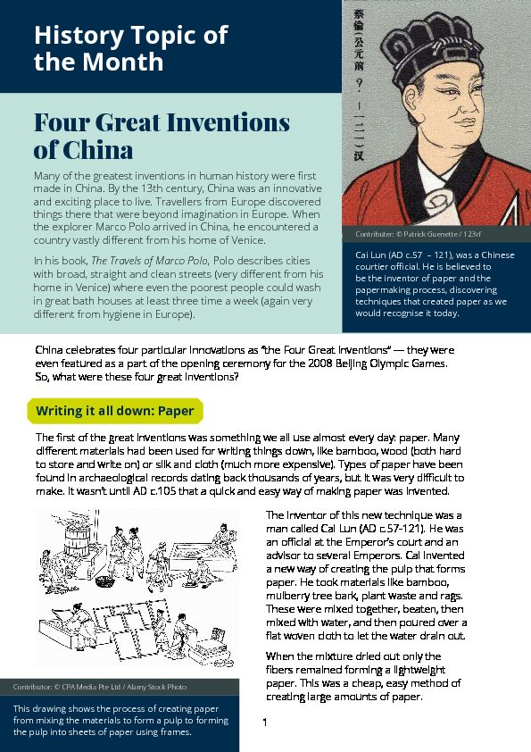 [PDF] Four Great Inventions of China - Pearson