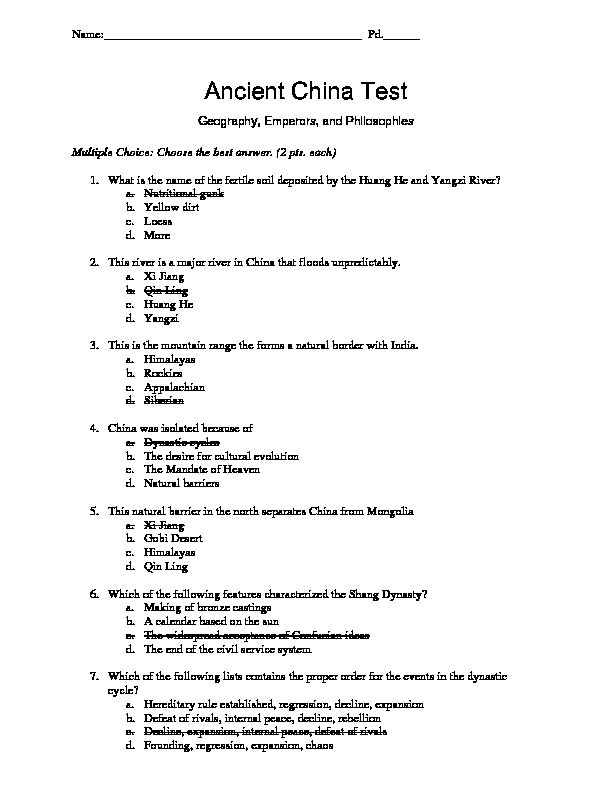 [PDF] Ancient China Test