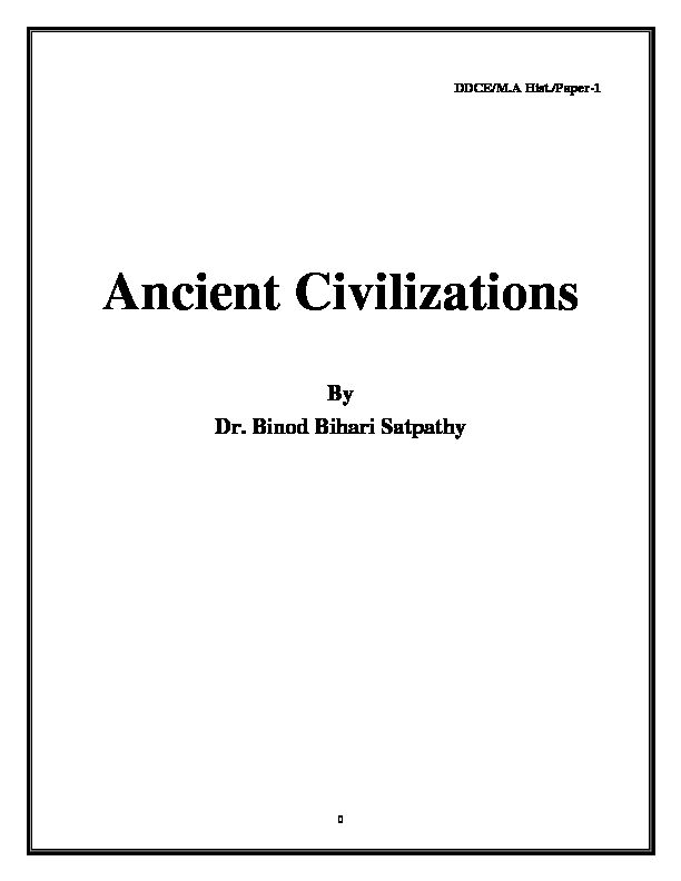 [PDF] Ancient Civilizations - DDCE, Utkal University