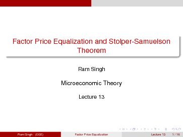 [PDF] Factor Price Equalization and Stolper-Samuelson Theorem