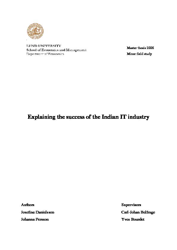 [PDF] Explaining the success of the Indian IT industry