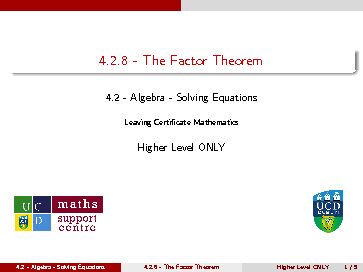 [PDF] 428 - The Factor Theorem - Scoilnet