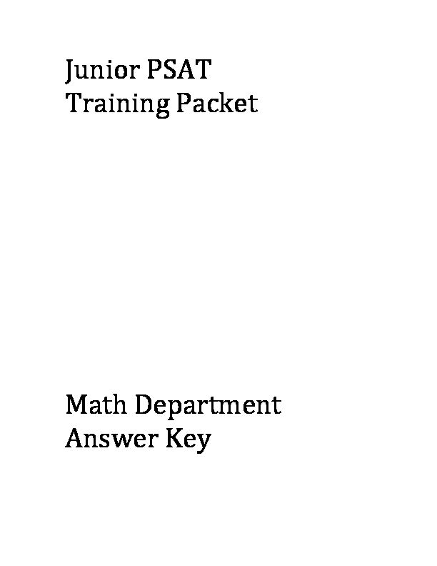 [PDF] Junior PSAT Training Packet 2016-17 Math Department Answer Key