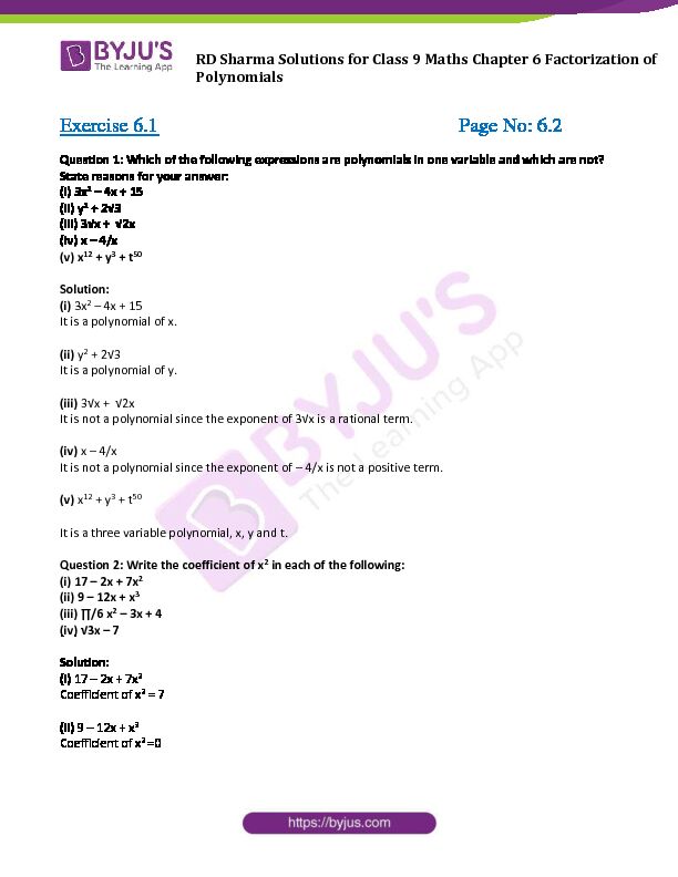 [PDF] Exercise 61 Page No: 62
