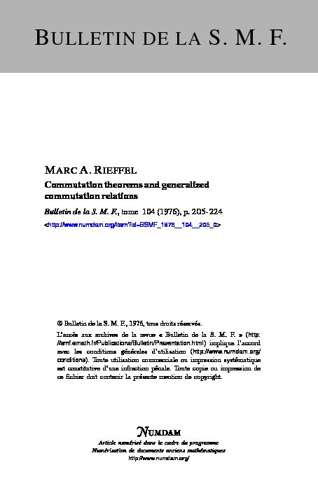 [PDF] Commutation theorems and generalized commutation  - Numdam