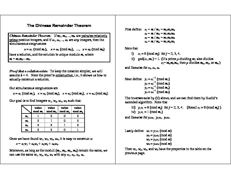 [PDF] The Chinese Remainder Theorem