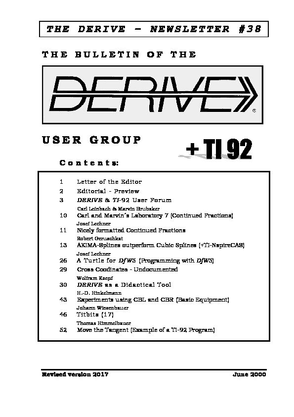 [PDF] THE DERIVE - NEWSLETTER  & USER GROUP - Austromath