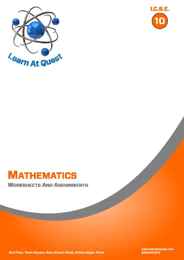 [PDF] QUEST BOOK - ICSE 10 Mathematics Worksheetcdr