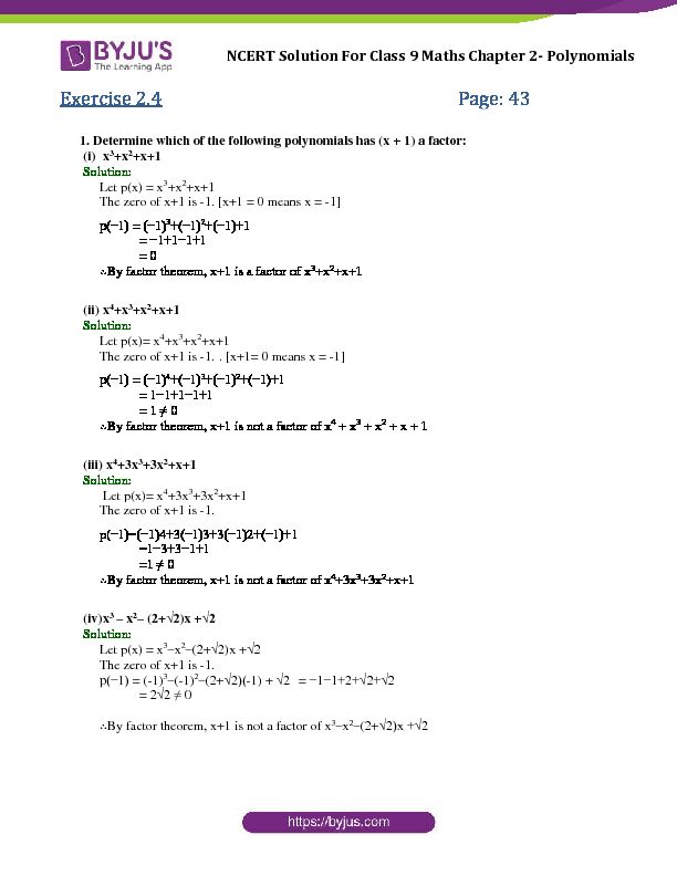 [PDF] NCERT Solution For Class 9 Maths Chapter 2- Polynomials