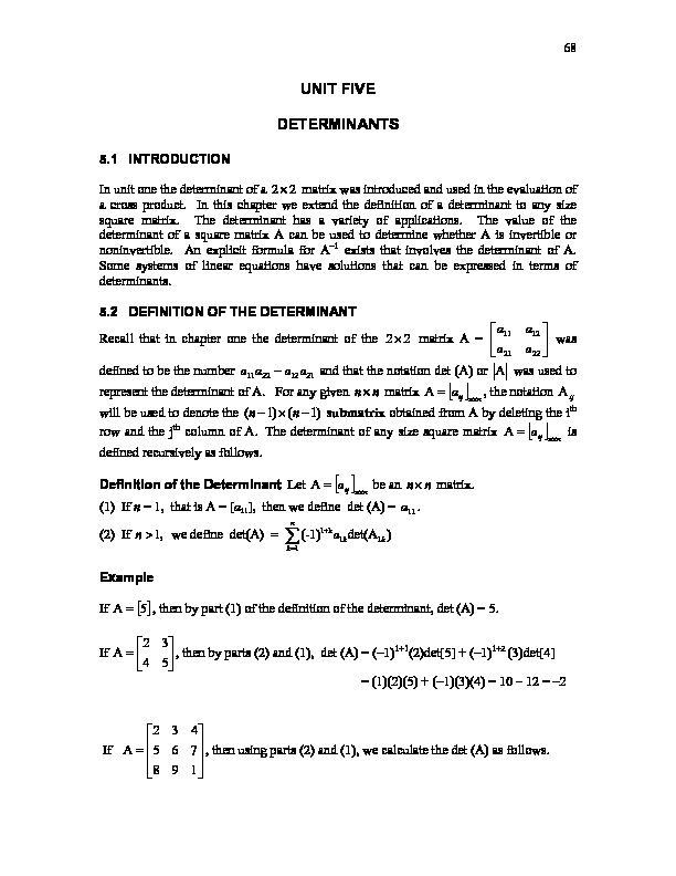 [PDF] Determinant Notes