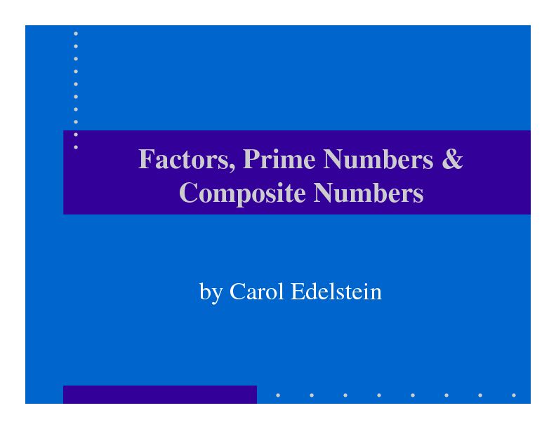 [PDF] Factors, Prime Numbers & Composite Numbers
