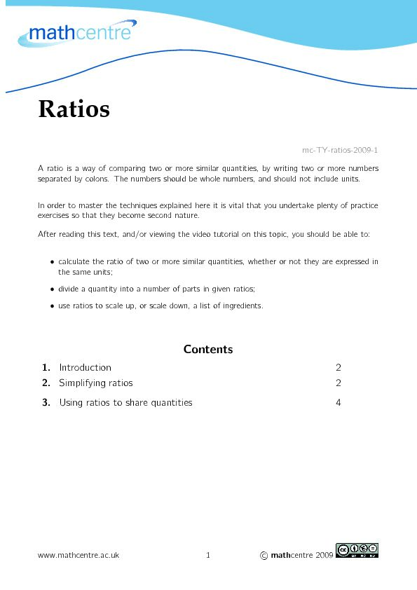 [PDF] Ratios  Mathcentre