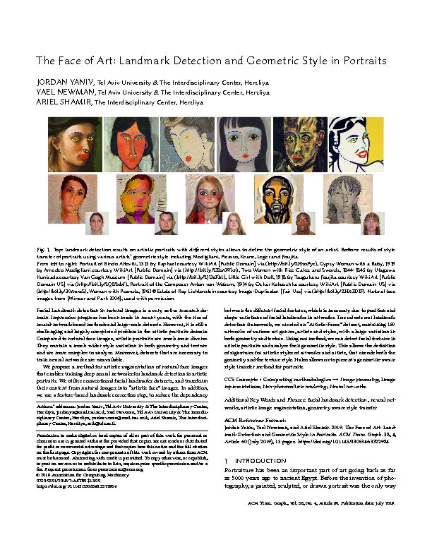 The Face of Art: Landmark Detection and Geometric Style in Portraits