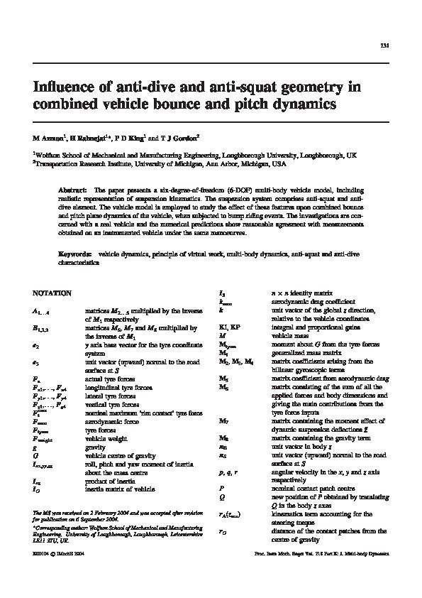 [PDF] Influence of anti-dive and anti-squat geometry in  - CyberLeninka