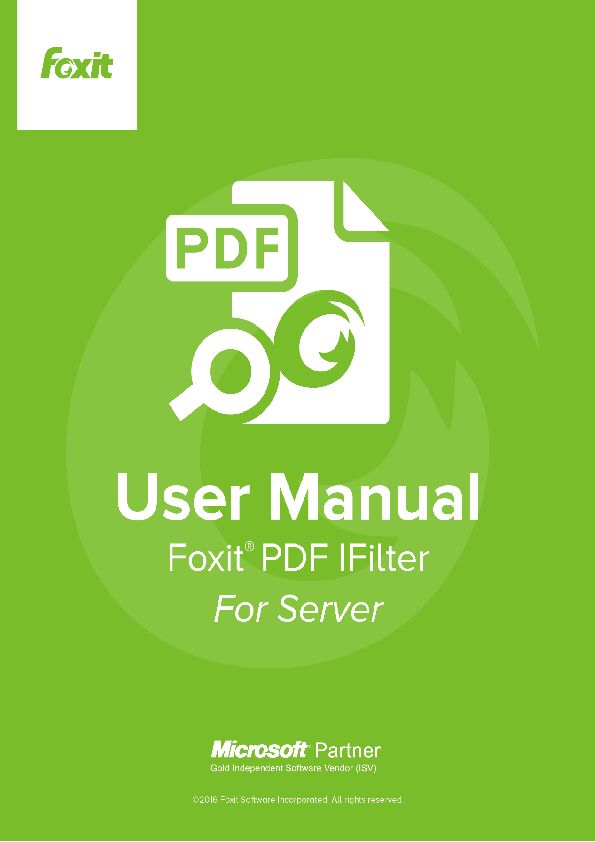 [PDF] Foxit PDF IFilter 311 User Manual