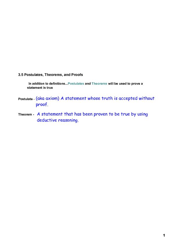 [PDF] A statement whose truth is accepted without proof A statement that