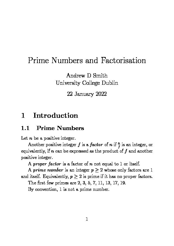 [PDF] Prime Numbers and Factorisation - University College Dublin