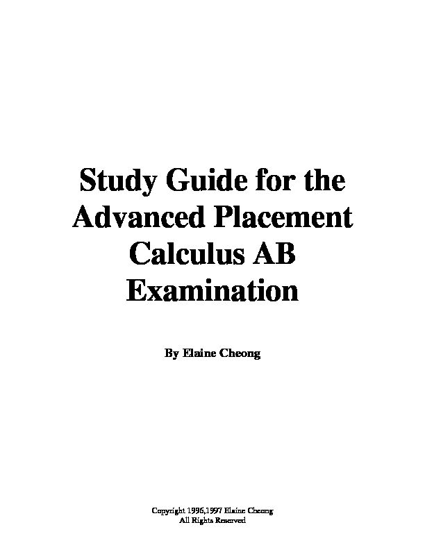 [PDF] Study Guide for the Advanced Placement Calculus AB Examination